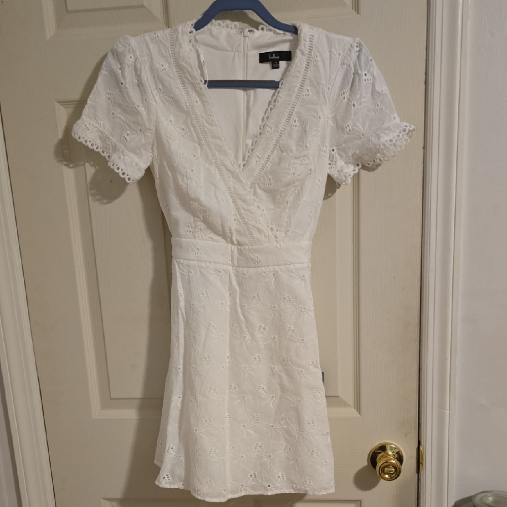 Lulu's Ivory Eyelet Mini Dress